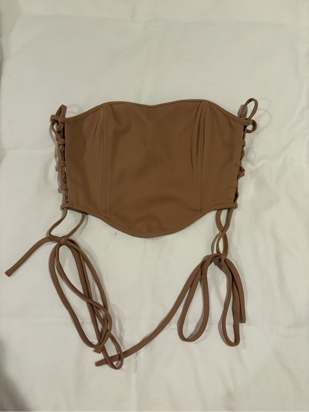 Revolve Strap Tie Corset Top in Brown